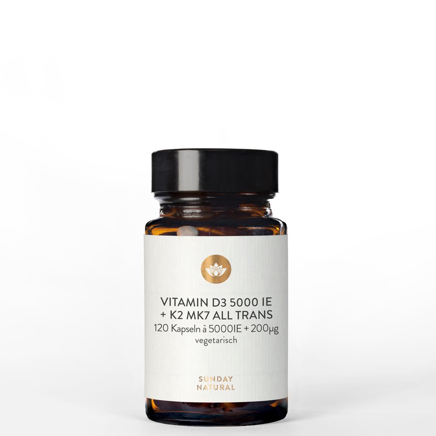 Vitamine D3 + K2 MK7 all trans 5000 UI+ 200µg x 120 Gélules