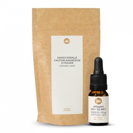 Vitamines D3 + K2 Avec Corail Sango Et Calcium + Magnésium 2:1