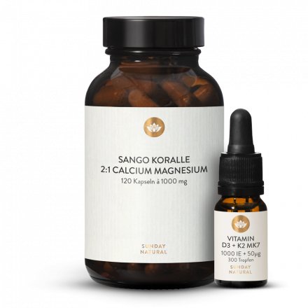 Vitamines D3 + K2 + corail Sango 2:1 120 gélules coffret