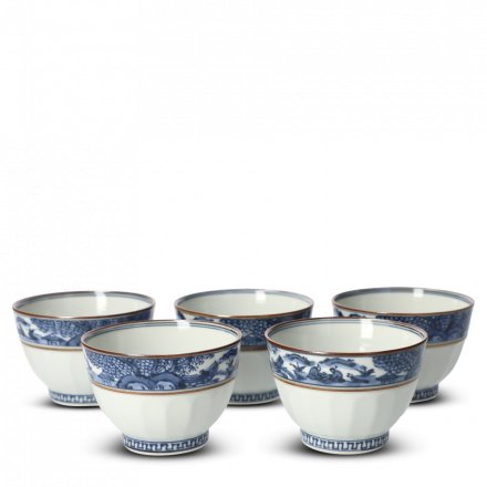 Coffret 5 Tasses À Thé Japonaises En Porcelaine Obisansui