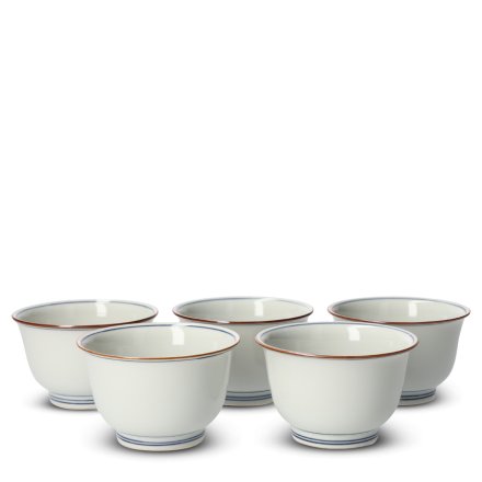 Coffret 5 Tasses À Thé Japonaises En Porcelaine Somekamon