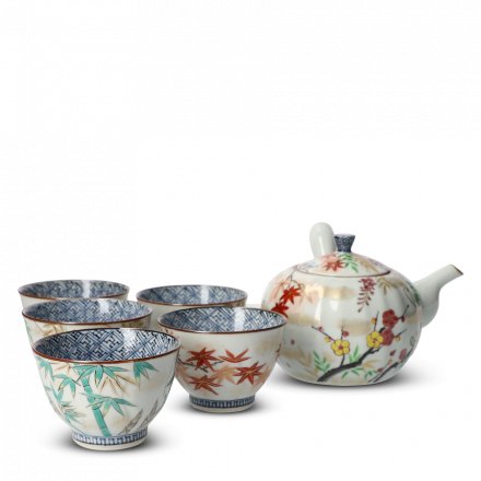 Coffret 5 Tasses À Thé Japonaises En Porcelaine Irodorikachō