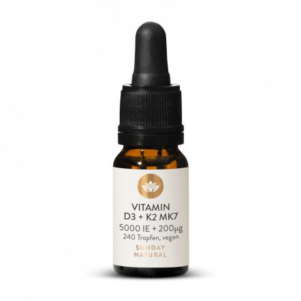 Vitamines D3 5000 UI + K2 Mk7 200 µg tout-trans Vegan 240 gouttes