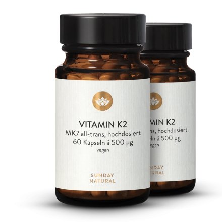 Vitamine K2 500 µg MK7 tout-trans, vegan, 60 gélules hautement dosées