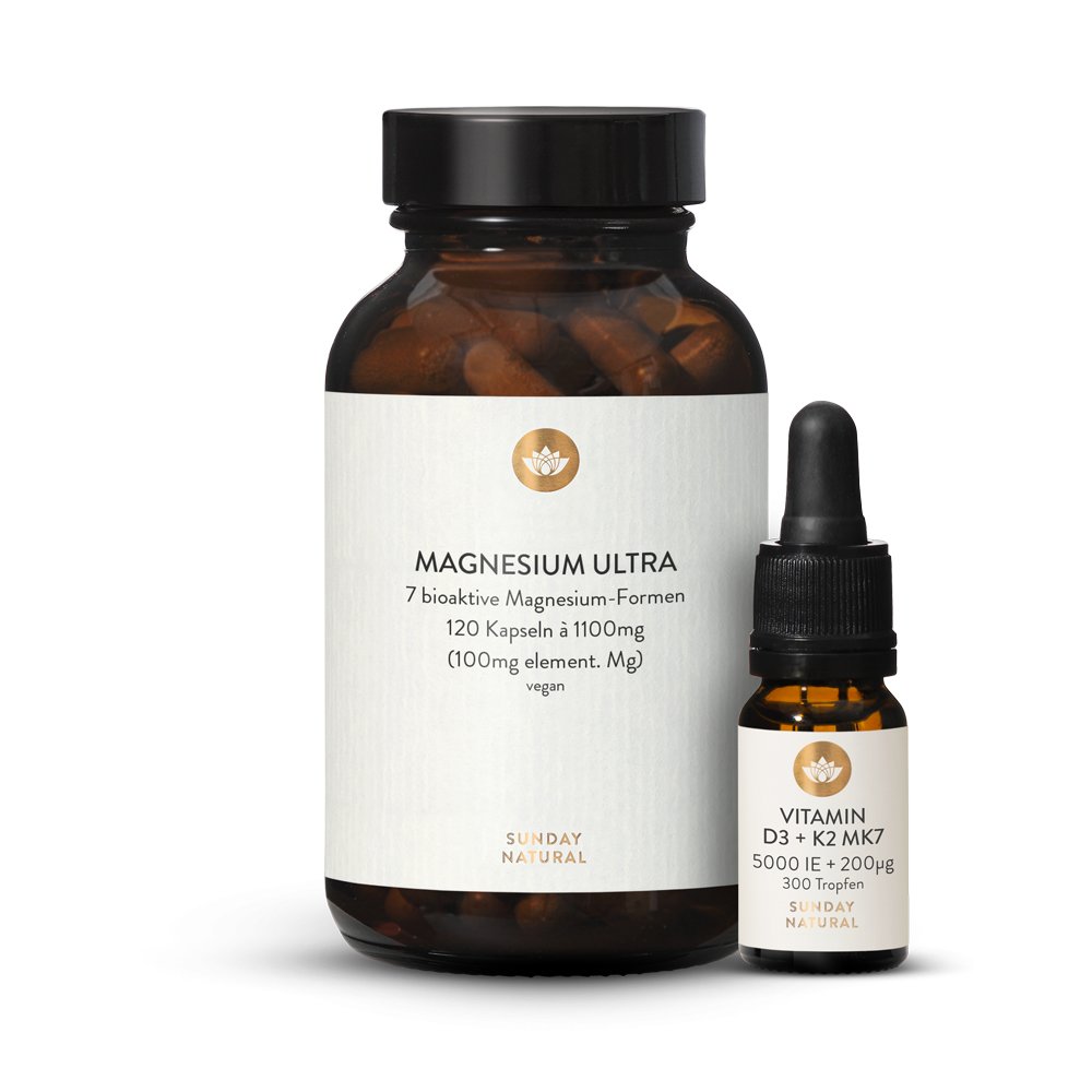 Complexe de magnésium avec vitamines D3 5000 UI + K2 200µg / complément