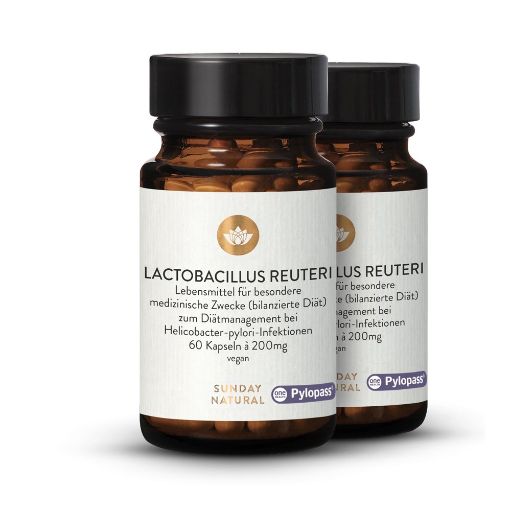 Lactobacillus reuteri Pylopass 200 mg 2 x 60 gélules Sunday Natural Lactobacillus reuteri Pylopass 200 mg 2 x 60 gélules Sunday Natural