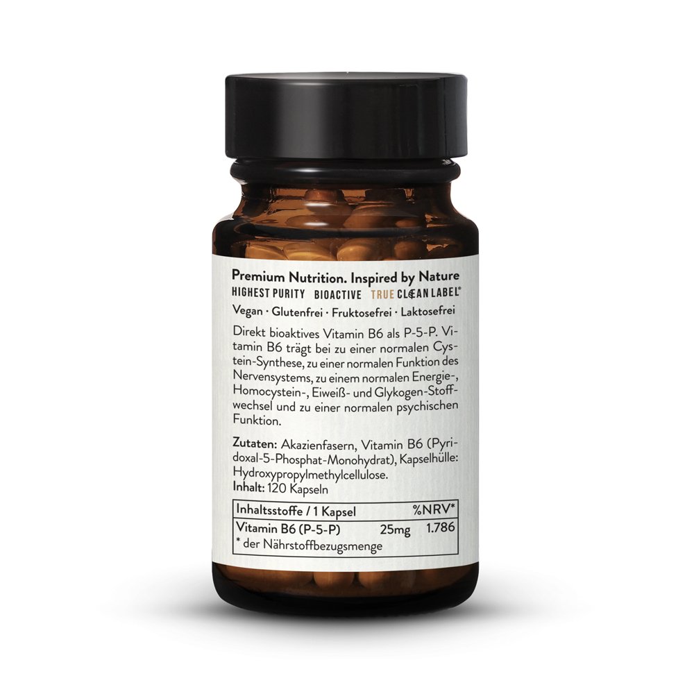 Vitamine B6, forme P5P bioactive, vegan, à haute dose. 120 gélules