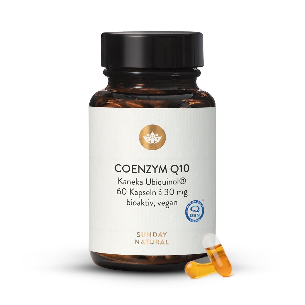 Coenzyme Q10 Ubiquinol 30 mg vegan de Kaneka. 60 gélules Sunday Natural