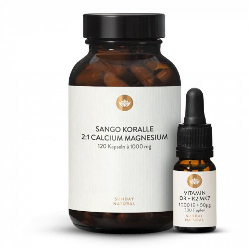 Vitamines D3 + K2 + corail Sango 2:1 120 gélules coffret