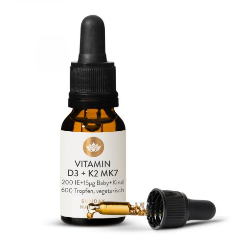 VITAMIN D3 + K2 MK7 Baby Kind 200 IE + 15µg  600 Tropfen all trans VEGETARISCH