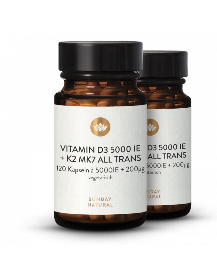 Vitamine D + Cofactors Par SUNDAY – Lot De 2 X 120 Gélules – Avec Zinc, Magnésium, K2 – Péremption 04/27